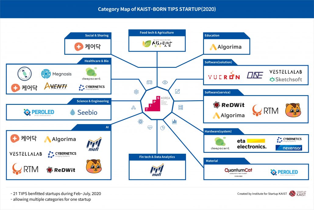 Category Map of KAIST-BORN TIPS STARTUP(2020)