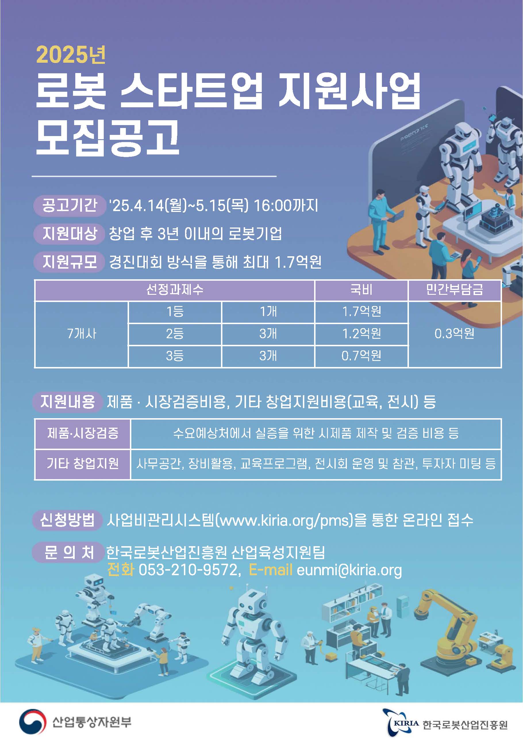 2025년 로봇 스타트업 지원사업 모집공고
